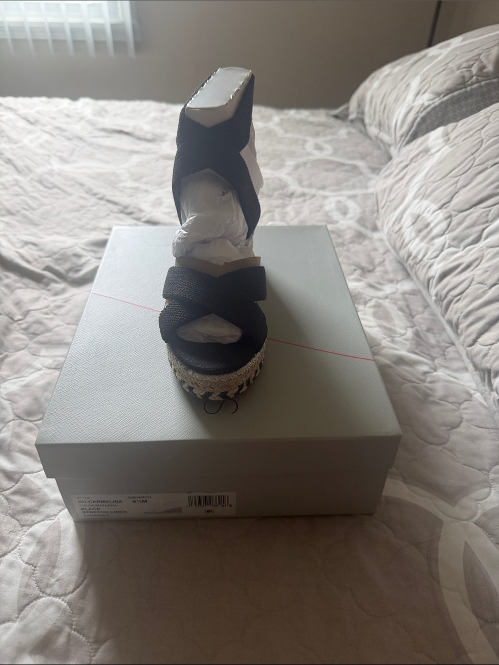 Sole Society Black Cross-Band Espadrille Wedges